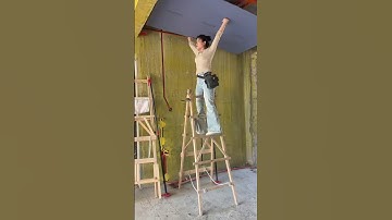 Female carpenter fixing gypsum board#diy #carpenter #woodworking #tools