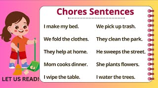 CHORES SENTENCES FOR KIDS | EASY ENGLISH SPEAKING PRACTICE | Read along with me | with Teacher Jake