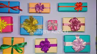 Gift boxes on blue background. Stop motion - Stock Footage Videos