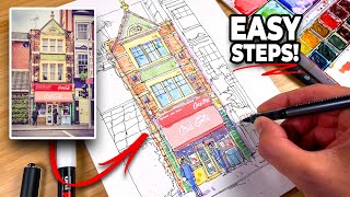 URBAN SKETCHING Tutorial | Easy StepbyStep For Beginners