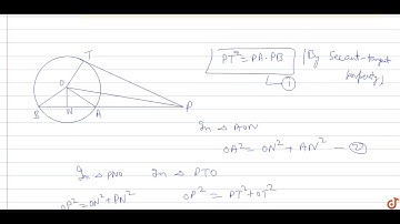 In the given figure, from an external point P, a tangent PT and a line segment PAB is drawn to...