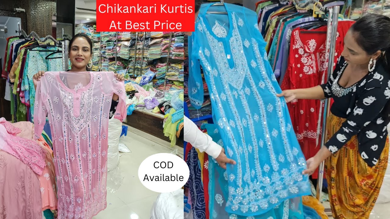 Buy Festival Wear Sky Blue Chikankari Cambric Cotton Kurti With Sharara  Online From Surat Wholesale Shop.