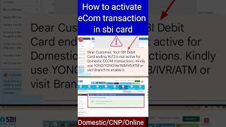 sbi ecom transaction activate kaise kare | How to enable online payment in sbi card shorts