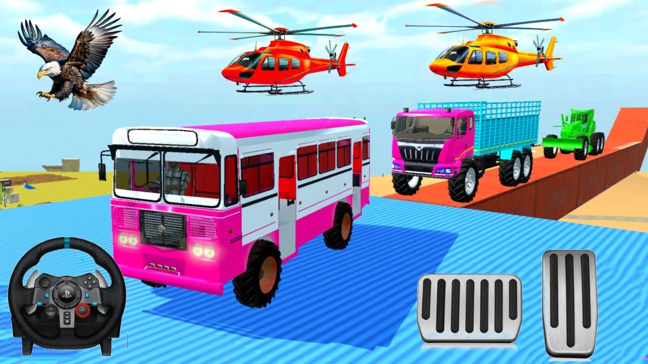 Drive Truck And Unloading Stone From Dumper Truck In 3d game 