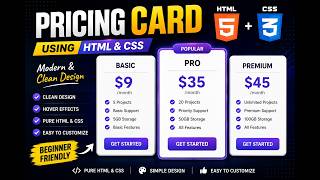 Pricing Card Using HTML & CSS | Modern Responsive Pricing Table | Beginner Project #html5css3