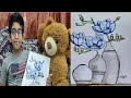 How to colour Flowers with vase |colour pencil |KK World a2z