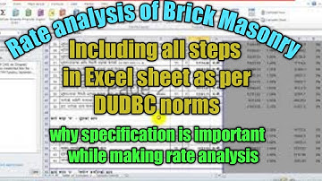 How to make rate analysis of Brick Masonry as per DUDBC Norms and specification in Excel sheet?
