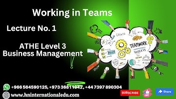 Working in Teams Lecture 1 ATHE Level 3 Business Management