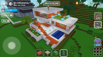 Modern House with Pool - Block Craft 3d: Building Game