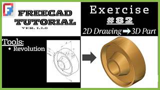 FreeCAD Tutorial for beginners, 3D Exercise_#82__2D drawing to 3D solid part.