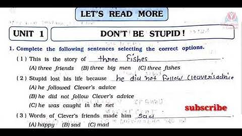 std 8 English lets read more unit 1 Don