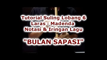 Tutorial Suling Lobang 6, Notasi Lagu "BULAN SAPASI",.Cipt. Gugum Gumbira.