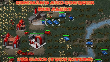Command And Conquer Red Alert Skirmish 1v3 Hard (Map: Twin Rivers) RTS Allied Gameplay PC