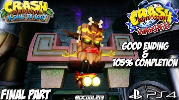 Crash Bandicoot N Sane Trilogy - Warped Gameplay Walkthrough Part 7 Good Ending 105% - PS4 Lets Play
