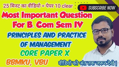 principle and practice of management B. com sem 4 important Question bbmku