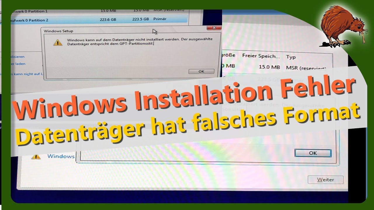 Gelöst: Windows kann nicht auf Datenträger 0, Partition 1 installiert werden