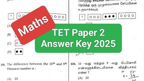 TET Paper 2 Maths Answer Key 2025