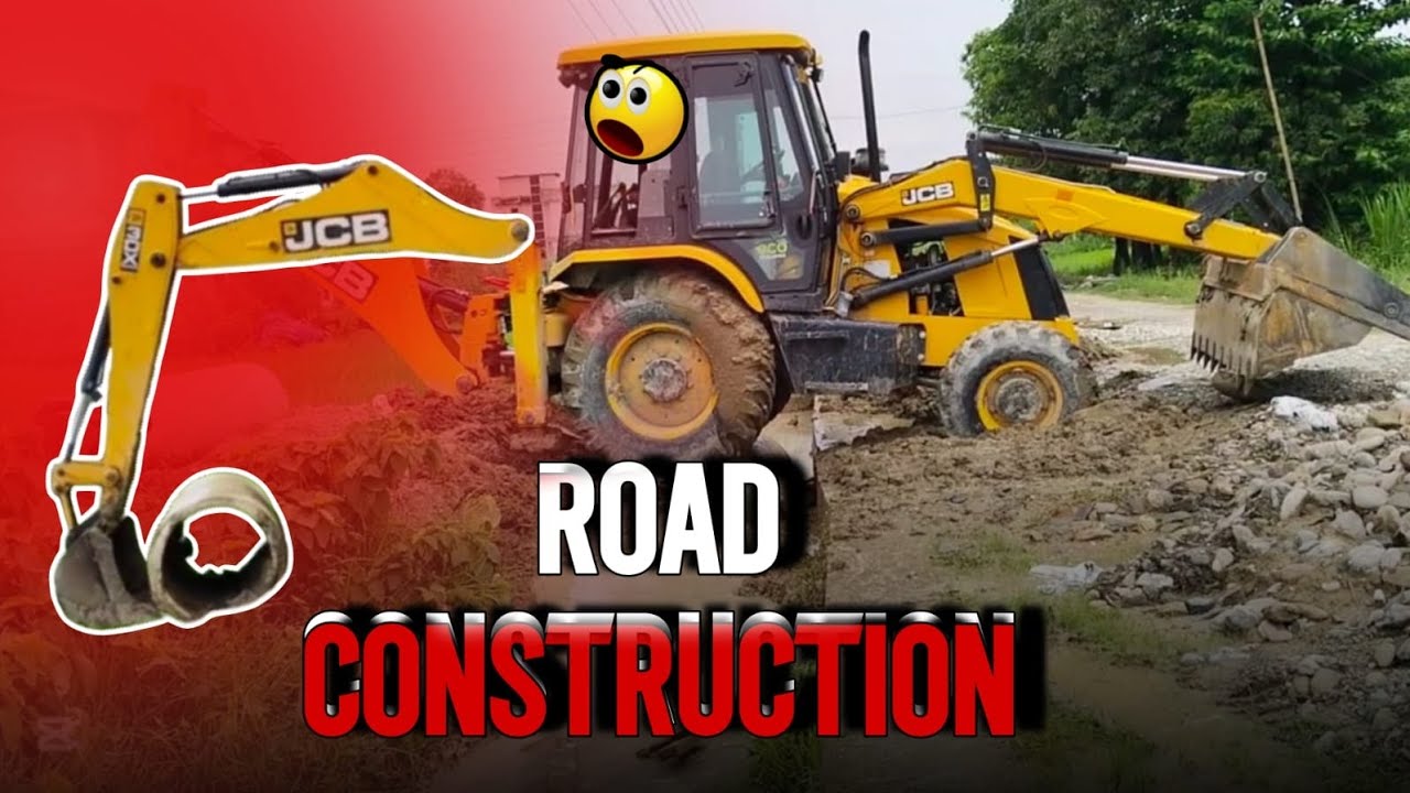 Backhoe loader mixing soil on the road.JCB VIDEO CRAZY COLOUR 😎💯 