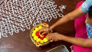 28.  Sikku Kolam with 25 dots || Melikala muggu || rangoli with dots | Kambi Kolam || Chikku Kolam🌺