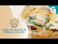 Receita de canelóns recheos de espinacas con año