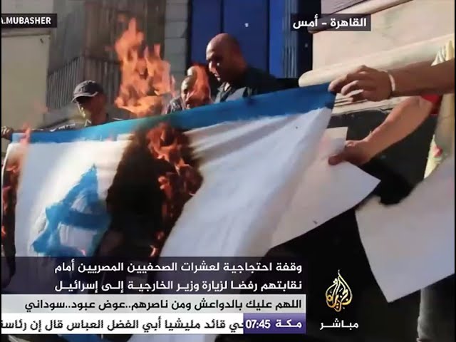 وقفة لصحفيين مصريين رفضا لزيارة سامح شكري إلى إسرائيل