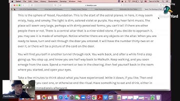 Reading Pathworking 32 from Malkuth to Yesod