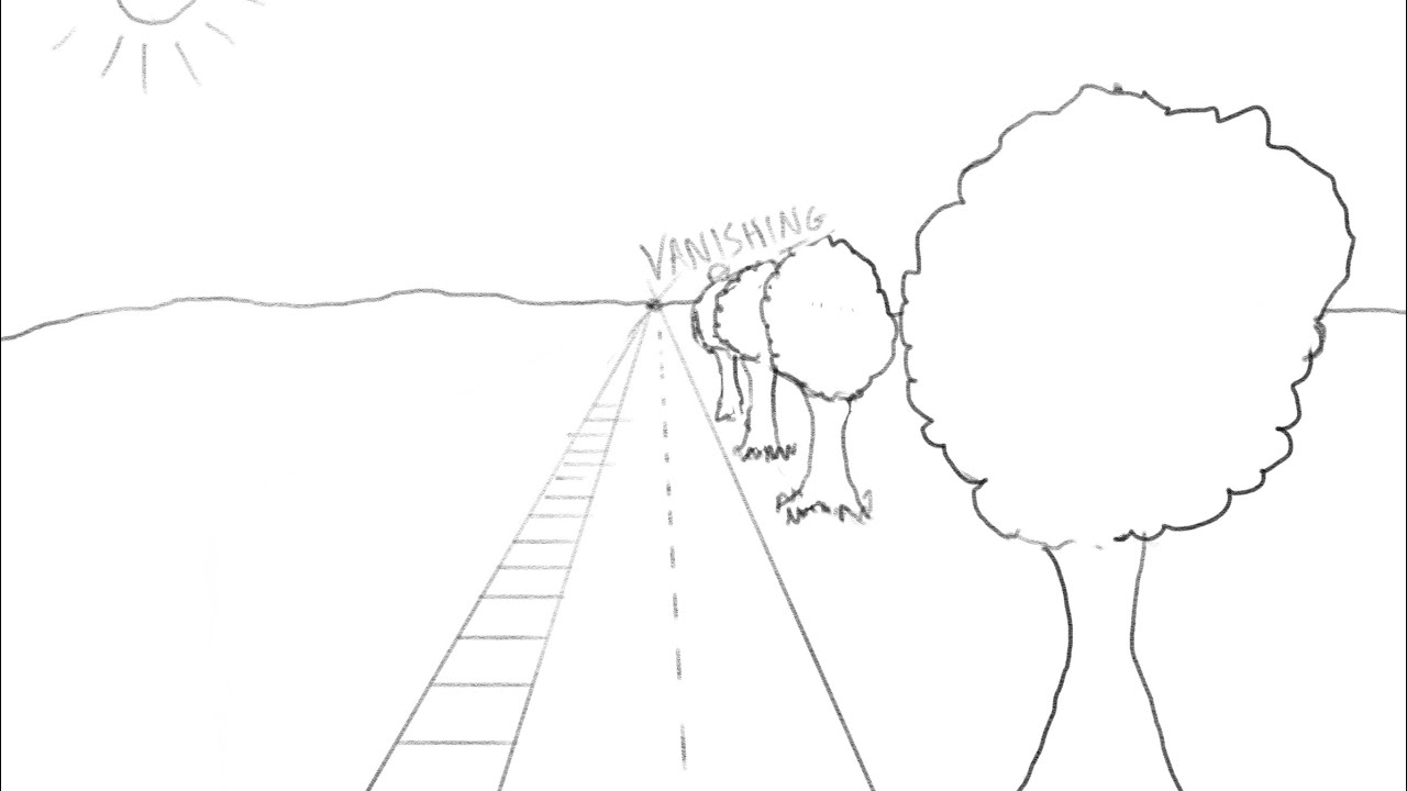 Drawing Lesson #15 A simple One Point perspective outdoor scene - YouTube