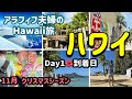 2024年11月最新/アラフィフ夫婦のハワイ旅行/到着日からハワイを満喫!/円安なのに買い物したくてたまらない夫/関空からJALで行く7泊のHawaii🌺/Day1🌈