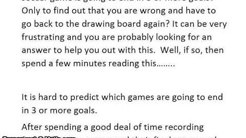 How to successfully Predict Football Soccer Matches that will End in Over 2 5 Goals