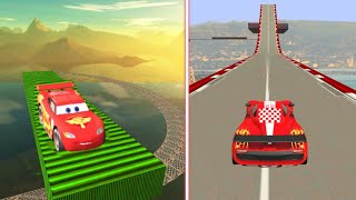 Cars 3 Fabulous Mcqueen Stunt Jump Underwater Vs Impossible Stunt Car Tracks 3D - Android Gameplay