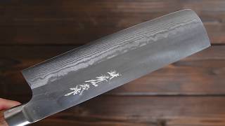 【加茂勝康】菜切包丁　VG10鋼　ダマスカス　ツバ付きパッカー柄~Kamo Katsuyasu Nakiri VG10 Stainless steel Damascus~