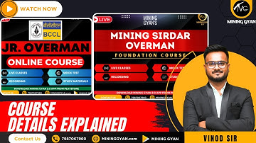BCCL Jr. Overman & Mining Sirdar Foundation Course || Difference explained | Vinod Sir | Mining Gyan