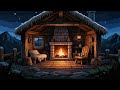 Mountain Cabin Fireplace 🏔️ | Cozy Medieval Lofi for Sleep (1 Hour)
