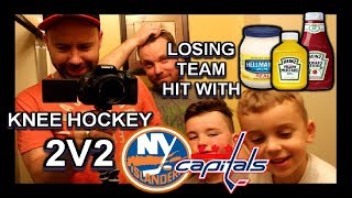 KNEE HOCKEY 2V2 - LOSER HIT WITH MUSTARD, KETCHUP, MAYO - ISLANDERS / CAPITALS - QUINNBOYSTV