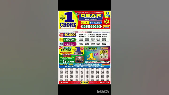 Nagaland state lottery sambad 8 pm result today 14/12/25#DearLotteryResult #nagalandstatedearlottery