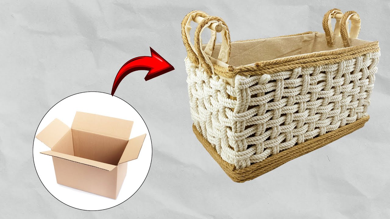 Crafting Rope Boxes How to make Rope Basket from Carton Box | Diy Home Decor ...