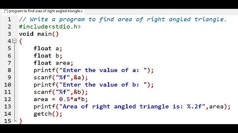 Write a program to find area of right angled triangle in C Programming using Dev C++ in Nepali