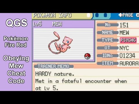 Pokemon Fire Red: Obeying Mew Cheat Code