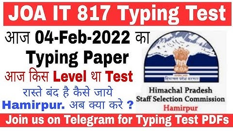 JOA IT 817 Typing Test paper Today shift 04-02-2022. | Join us on telegram link is in Description