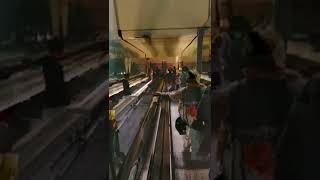Terrified Woman foot suck into Escalator screaming for help
