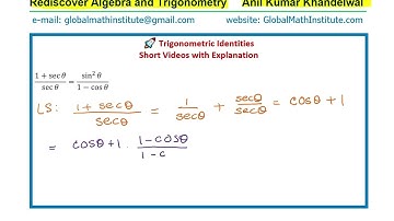 (1+sec⁡θ)/sec⁡θ =sin^2⁡〖θ 〗/(1-cos⁡θ ) Trigonometric Identity Made Simple Q6 Rediscover Algebra