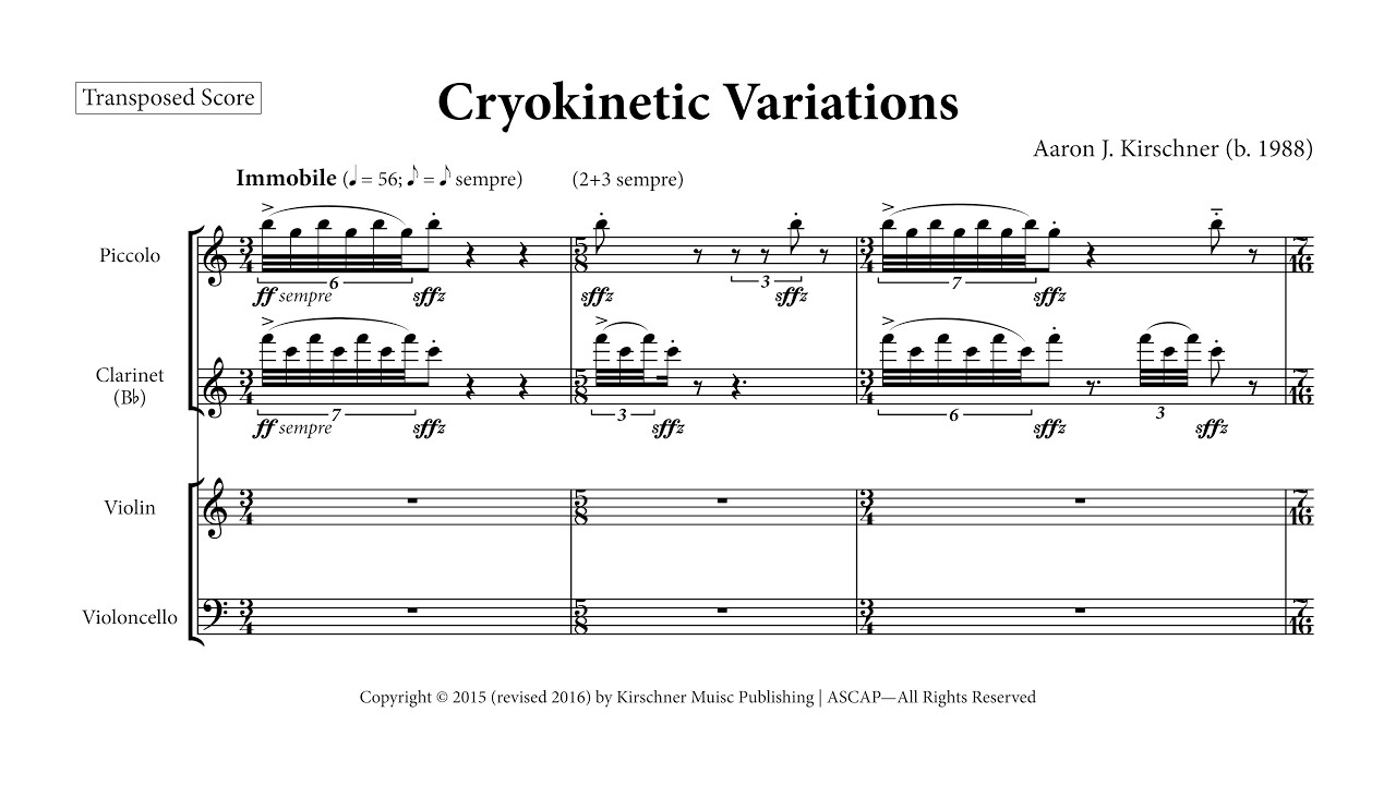 Aaron J. Kirschner, Cryokinetic Variations (w/ Score)