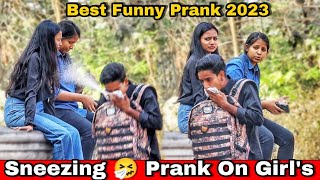 Sneezing Prank On Cute Girl's | Best Funny Prank Of 2023 | Epic Reactions| By The Crazy Infinity