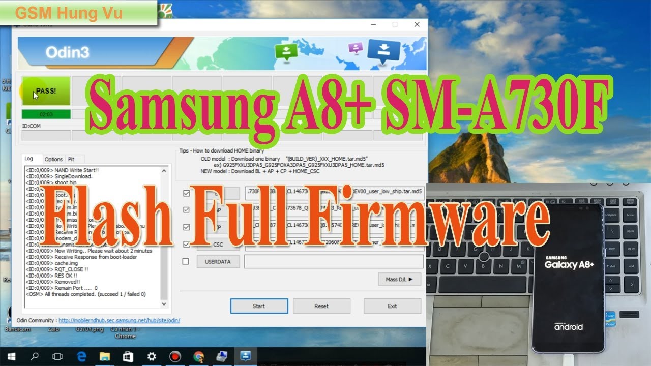 โปรแกรม odin ล่าสุด  Update New  Flash Firmware Samsung A8 Plus SM-A730F Android 8.0 By Odin 3.13.1.