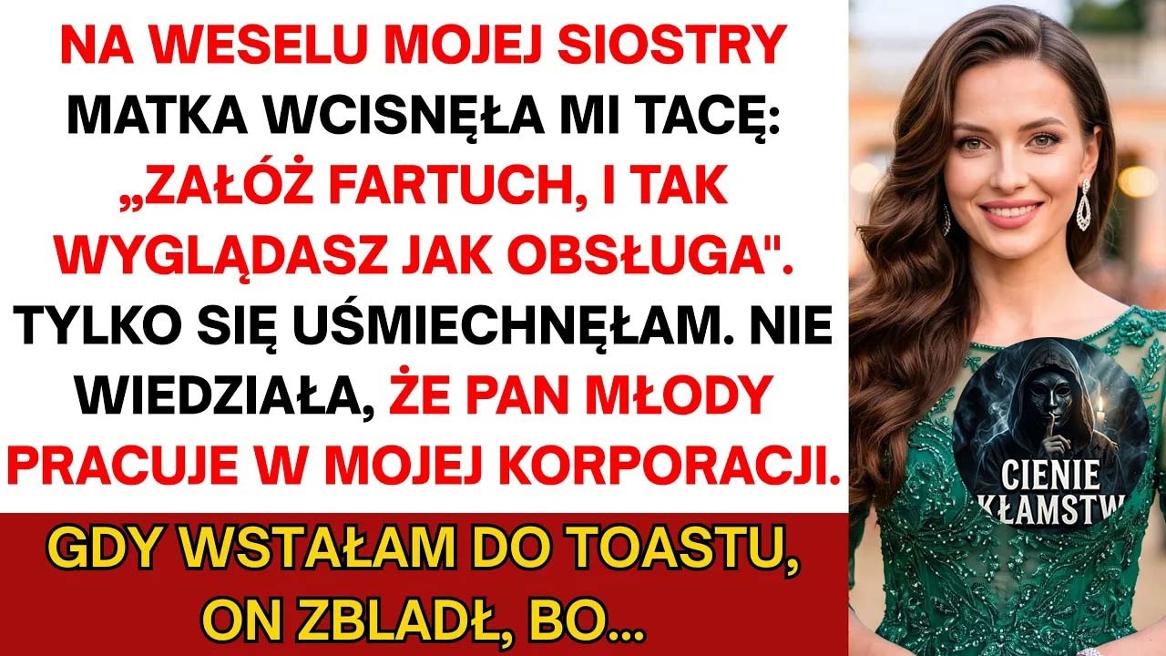 Na weselu mojej młodszej siostry mama wcisnęła mi tacę z wódką i powiedziała głośno, żeby ciotki słyszały: „Weź to i roznieś. Załóż fartuch i tak wyglądasz jak obsługa”. Nikt z dwustu gości nie...