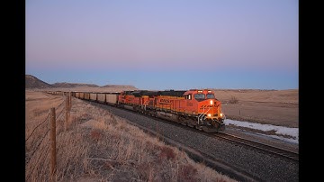 BNSF coal train South of Greenland, Colorado at sundown