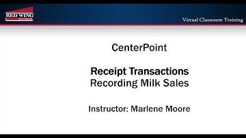 How to Enter a Receipt to Record Milk Sales in CenterPoint
