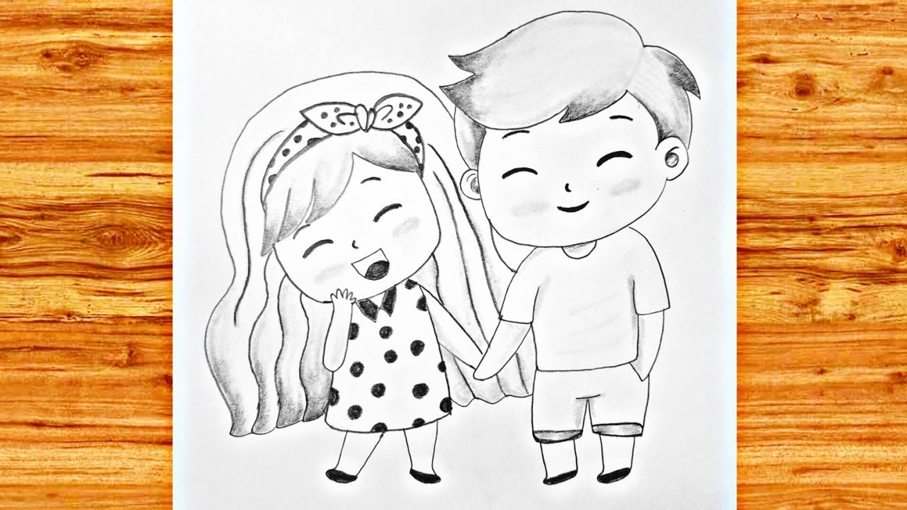 couple drawing easy | How to draw so cute couple | draw so cute - YouTube