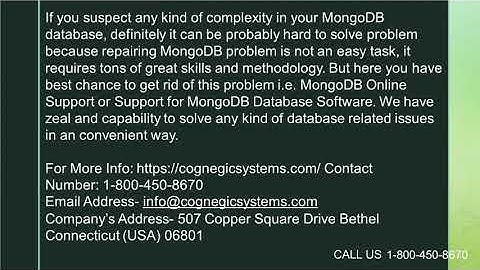 MongoDB Repair Problem? Contact to Cognegic’s MongoDB Technical Support for Quick Solution