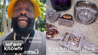 Rick Ross Showing Of His Jewelry As He Continue To Promote His Car show Happening On June 3rd